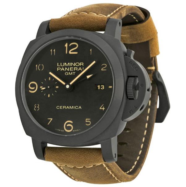 The brown straps fake watches have black dials.