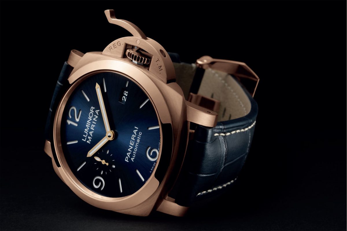 Perfect Fake Panerai Luminor Marina Watch UK Made From Frosted Goldtech™