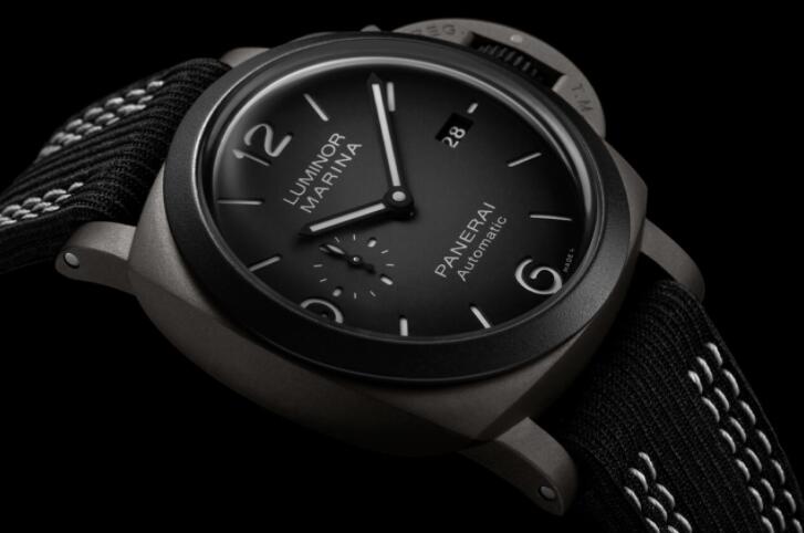 The titanium fake watch has a black dial.